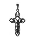 Підвіска чорний родій Хрестик із розп'яттям ажурний, 3 см