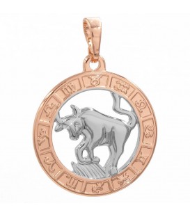 Кулон знак зодіаку, двокольоровий (Телець)