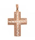 Підвіска позолота Хрест широкий з грецьким візерунком, дрібне каміння по краях