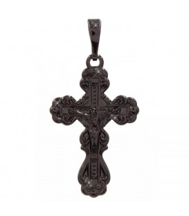 Подвеска (черный родий) Крест с распятием