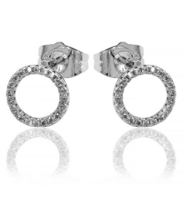 Серьги-гвоздики родий Контур круга 9 мм