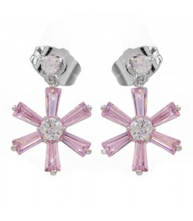 Серьги-гвоздики родий Цветок, розовый