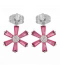 Серьги-гвоздики родий Цветок, малиновый