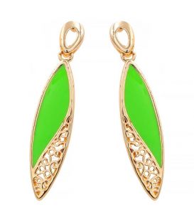 Серьги-капелька с листиком(эмаль)