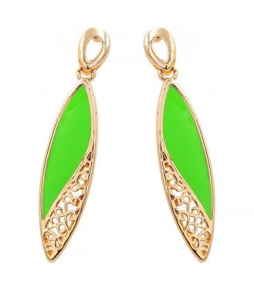 Сережки-крапелька з листочком(емаль)
