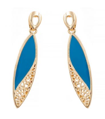 Серьги-капелька с листиком(эмаль)