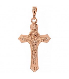 Крестик с изображением Господа и сына Божьего, позолота (1,7/2,7см)