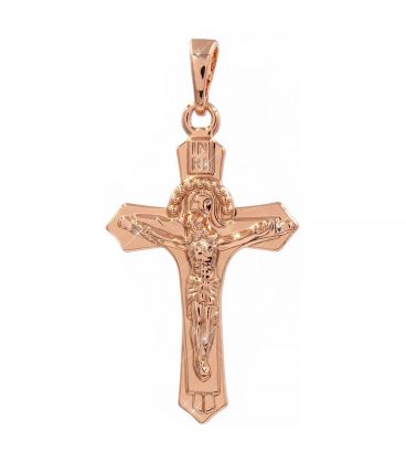 Крестик с изображением Господа и сына Божьего, позолота (1,7/2,7см)