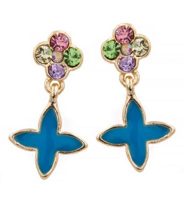 Сережки емаль+стрази(мал.квіточка)