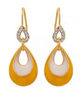 Серьги-двойная капля эмаль