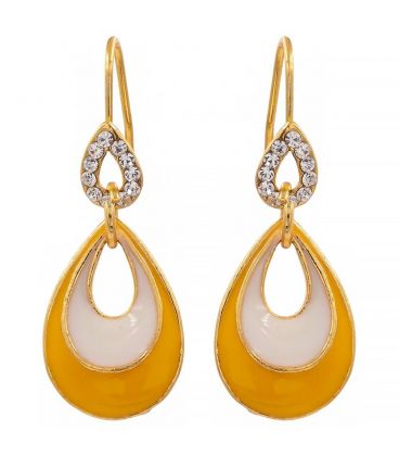 Серьги-двойная капля эмаль