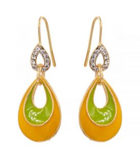 Серьги-двойная капля эмаль