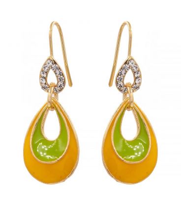 Серьги-двойная капля эмаль