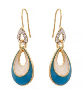 Серьги-двойная капля эмаль