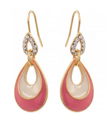 Серьги-двойная капля эмаль