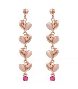 Серьги эмаль+стразы(длин.сердечки)