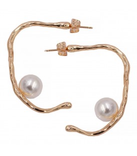 Сережки-гвоздики лимонна позолота з перлами