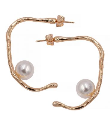 Серьги-гвоздики лимонная позолота с жемчугом