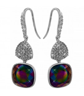 Серьги (крючки) Swarovski квадрат на основании из камней