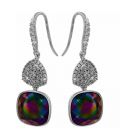 Серьги (крючки) Swarovski Квадрат на основании из камней родиум (Медицинская сталь)