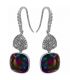 Серьги (крючки) Swarovski квадрат на основании из камней
