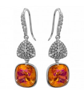 Серьги (крючки) Swarovski квадрат на основании из камней