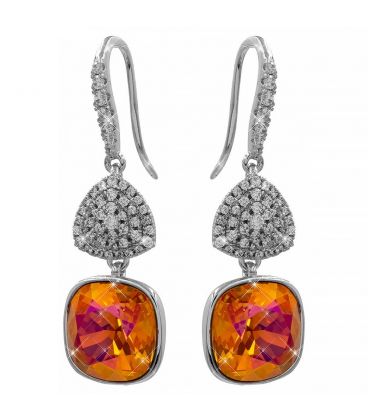 Сережки (гачки) Swarovski Квадрат на основі каменів родіум (Медична сталь)