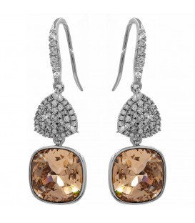 Сережки (гачки) Swarovski Квадрат на основі каменів родіум (Медична сталь)