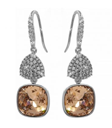 Серьги (крючки) Swarovski квадрат на основании из камней