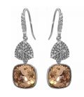 Серьги (крючки) Swarovski Квадрат на основании из камней родиум (Медицинская сталь)