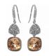 Серьги (крючки) Swarovski квадрат на основании из камней