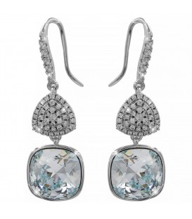 Сережки (гачки) Swarovski Квадрат на основі каменів родіум (Медична сталь)