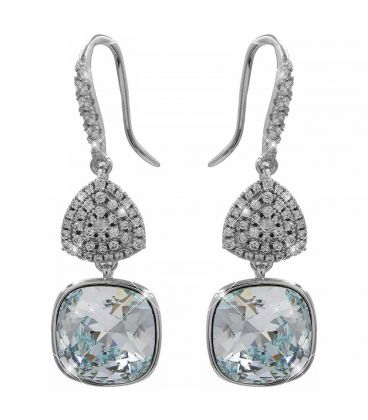 Сережки (гачки) Swarovski Квадрат на основі каменів родіум (Медична сталь)