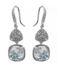 Сережки (гачки) Swarovski Квадрат на основі каменів родіум (Медична сталь)