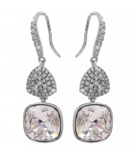 Серьги (крючки) Swarovski квадрат на основании из камней