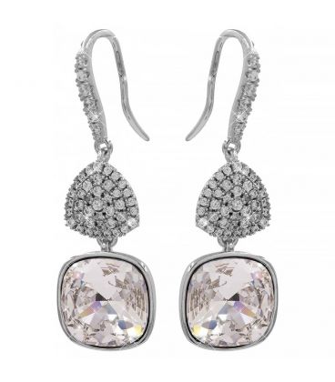 Сережки (гачки) Swarovski Квадрат на основі каменів родіум (Медична сталь)