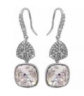 Серьги (крючки) Swarovski Квадрат на основании из камней родиум (Медицинская сталь)