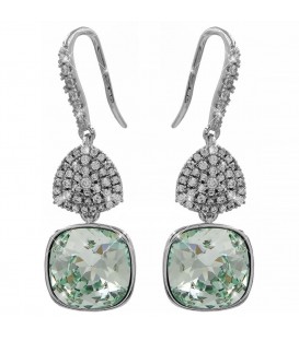 Сережки (гачки) Swarovski Квадрат на основі каменів родіум (Медична сталь)