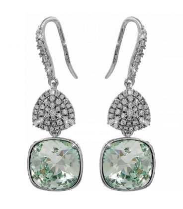 Серьги (крючки) Swarovski квадрат на основании из камней