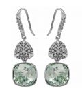 Серьги (крючки) Swarovski Квадрат на основании из камней родиум (Медицинская сталь)