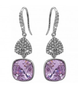 Серьги (крючки) Swarovski квадрат на основании из камней