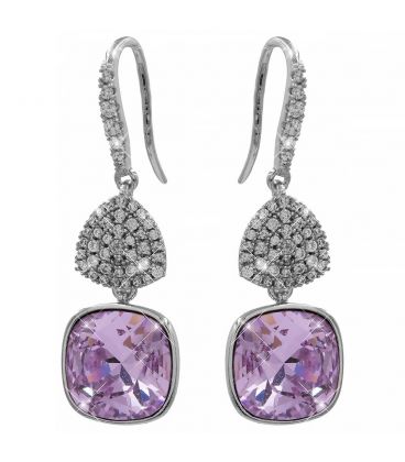 Серьги (крючки) Swarovski квадрат на основании из камней