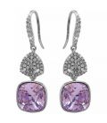 Серьги (крючки) Swarovski Квадрат на основании из камней родиум (Медицинская сталь)