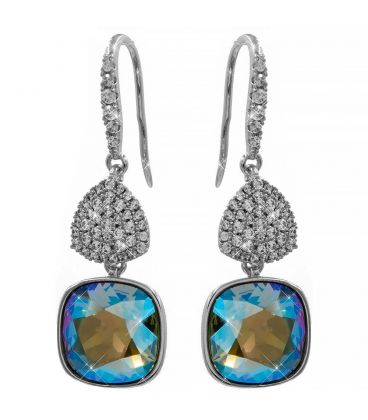 Сережки (гачки) Swarovski Квадрат на основі каменів родіум (Медична сталь)