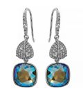 Серьги (крючки) Swarovski Квадрат на основании из камней родиум (Медицинская сталь)