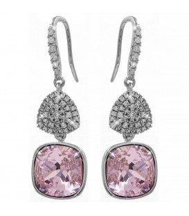 Серьги (крючки) Swarovski квадрат на основании из камней