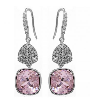 Сережки (гачки) Swarovski Квадрат на основі каменів родіум (Медична сталь)