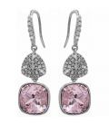 Серьги (крючки) Swarovski Квадрат на основании из камней родиум (Медицинская сталь)