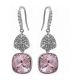 Сережки (гачки) Swarovski Квадрат на основі каменів родіум (Медична сталь)