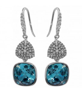 Серьги (крючки) Swarovski квадрат на основании из камней